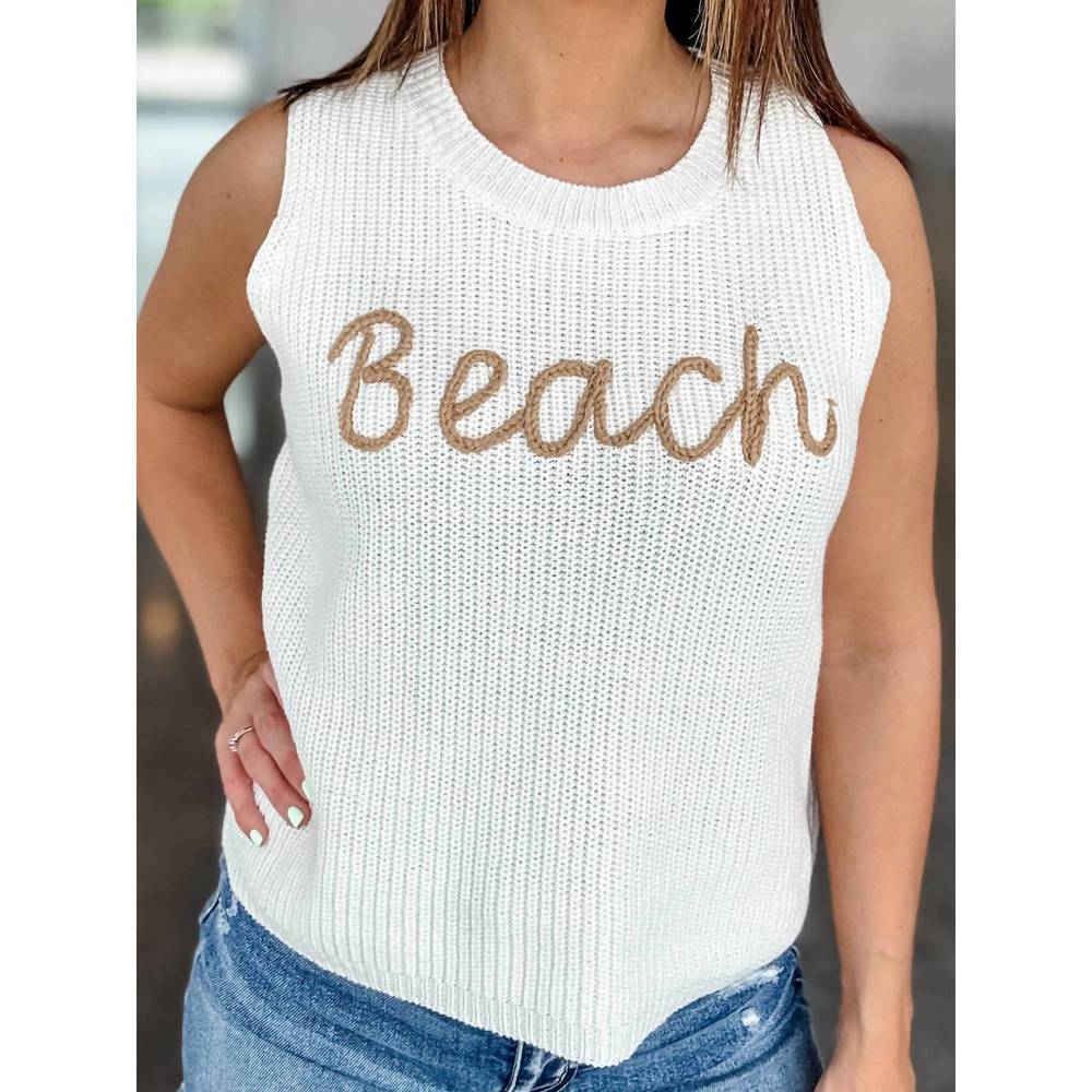 NEW NULL "beach" sleeveless sweater in off - white